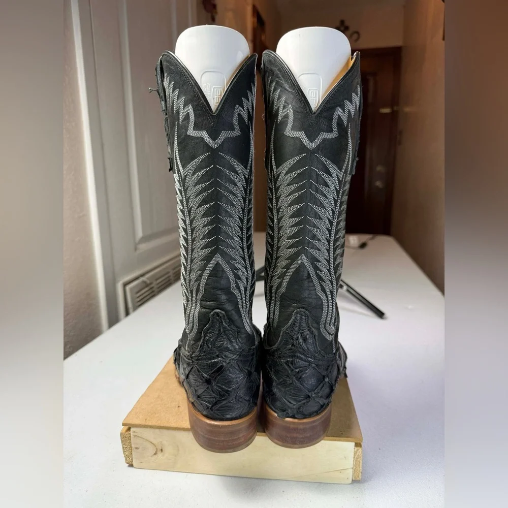 LUCCHESE CLASSIC Pirarucu Fish Made in USA Women boots Size 7 Extremely rare - Picture 9 of 14